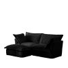 Slipcovered Sectional 2 Seater Sofa Couch with Convertible Ottoman, Wide and Deep Seat L Shaped Sofa with Detachable Cover, Black Corduroy Fabric