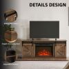 Fireplace TV Stand for Television up to 65 Inch with Storage and Farmhouse Sliding Barn Doors,Natural Brown - Brown - MDF+Metal
