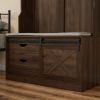 Dark brown, Column Coat Rack with Storage Shoe Cabinet - as picture