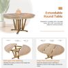 Rustic 5-Piece Extendable Dining Table Set Round Trestle Table and 4 Cross Back Dining Chairs for Kitchen, Dining Room - Natural - Solid Wood