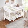 Twin over Twin Bunk Bed with Thick Posts,Wooden Bunk Bed with High Guardrail and Ladder- White - Wood