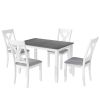Rustic Minimalist Wood 5-Piece Dining Table Set with 4 X-Back Chairs for Small Places - Grey - Solid Wood