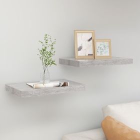 Floating Wall Shelves 2 pcs Concrete Gray 19.7"x9.1"x1.5" MDF - Grey