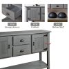 48'' Solid Wood Sideboard Console Table with 2 Drawers and Cabinets and Bottom Shelf, Retro Style Storage Dining Buffet Server Cabinet(Antique Gray)