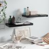 Floating Wall Shelves 2 pcs High Gloss Black 19.7"x9.1"x1.5" MDF - Black