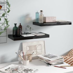 Floating Wall Shelves 2 pcs High Gloss Black 19.7"x9.1"x1.5" MDF - Black