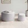 Upholstered Nesting Coffee Tables (Set of 2), Side Table, Footrest, Ottoman & Seat for Living Room Bedroom Entryway Office, Beige Yarn Dyed Fabric
