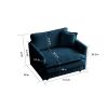 3 Piece Sofa Set with Arm Pillows and Toss Pillows , Sofa Set Include 2- Piece of Arm Chair and One 2-seat Sofa, Blue Chenille