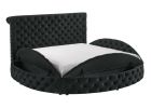 Luxurious 1pc Glam Queen Tufted Headboard Upholstered Storage Round Bed Black Footboard Storage Wooden Bedroom Furniture - as Pic