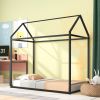 House Bed Frame Twin Size , Kids Bed Frame Metal Platform Bed Floor Bed for Kids Boys Girls No Box Spring Needed Black - as pic