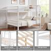 Full over Full Bunk Bed with Thick Posts,Wooden Bunk Bed with High Guardrail and Ladder, White - Wood