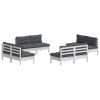 8 Piece Patio Lounge Set with Anthracite Cushions Pinewood - White