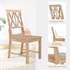 Rustic 5-Piece Extendable Dining Table Set Round Trestle Table and 4 Cross Back Dining Chairs for Kitchen, Dining Room - Natural - Solid Wood