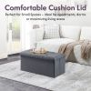 Folding Storage Ottoman Bench, Ottoman Foot Rest, End of Bed Bench, Storage Chest- Gray - Polyester