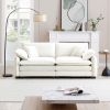 Warm and Cozy Living Room Sofa with 4 Pillows Upholstered Large Deep Seat 2 Seater Sofa for Living Room, Beige Corduroy - as Pic