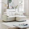 Two-Seater Sofa with One Footrest, L-Shaped 2-Seater Sofa with Ottoman for Small Living Spaces, Beige Corduroy - as Pic