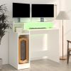 Desk with LED Lights White 38.2"x17.7"x35.4" Engineered Wood - White
