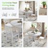 Rustic 5-Piece Extendable Dining Table Set Round Trestle Table and 4 Cross Back Dining Chairs for Kitchen, Dining Room - Gray - Solid Wood