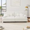 Cloud Couch 2 Seater Sofa for Living Room, Chenille 2 - Seat sofa with 2 Lumbar pillows and 2 throw pillows,Chenille White - as Pic