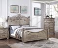 Formal Traditional Antique Silver 1pc Queen Size Bed Unique Design Headboard Footboard Bedframe - as Pic