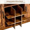 Farmhouse Sideboard with Detachable Wine Rack and Cabinets - Rustic Brown