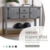 48'' Solid Wood Sideboard Console Table with 2 Drawers and Cabinets and Bottom Shelf, Retro Style Storage Dining Buffet Server Cabinet(Antique Gray)