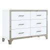 Elegant High Gloss Dresser with Metal Handle,Mirrored Storage Cabinet with 6 Drawers for Bedroom,Living Room - White - MDF