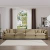 Corduroy Sofa , Modern Upholstered 4 Seater Corduroy Fabric Sofa, Easy to Assemble with 2 Arm Pillows and 4 Throw Pillows