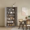 Particleboard veneer, retro gray, 2-door, 4-shelf wooden wardrobe - as picture