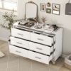 Elegant High Gloss Dresser with Metal Handle,Mirrored Storage Cabinet with 6 Drawers for Bedroom,Living Room - White - MDF
