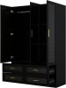 Wooden Armoire Wardrobe Closet with 3 Doors Hanging Rods 4 Drawers Shelves Large Capacity, Black 47.24" W x 19.69" D x 70.87 "H