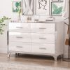 Elegant High Gloss Dresser with Metal Handle,Mirrored Storage Cabinet with 6 Drawers for Bedroom,Living Room - White - MDF