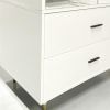 Large Armoire Wardrobe Closet with 2 Doors Hanging Rods 2 Drawers and Mirror, 31.5" W x 20.3" D x 74.2 "H
