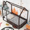 {Slats are not included}Twin Size Wood Bed House Bed Frame with Fence,for Kids,Teens, Girls,Boys {Espresso}{OLD SKU:WF194274AAP} - as pic