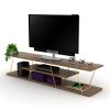 FurnisHome Store Tars Mid Century Modern Tv Stand 4 Shelves Open Storage Metal Cords Entertainment Centre 56 inch Low Tv Unit, Walnut/Yellow - as pic