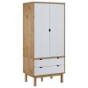 Wardrobe OTTA Brown and White 30.1"x20.9"x67.7" Solid Wood Pine - White