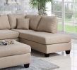 Sand Color 3pcs Sectional Living Room Furniture Reversible Chaise Sofa And Ottoman Polyfiber Linen Like Fabric Cushion Couch - as Pic