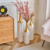 Floor Metal Vases Decorated White Metal vases Set of 3 large glazed metal vases 24in/28.7in/33.5in height - as Pic