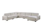 Beige Color 6pc Modular Sectional Set Welt Corduroy Couch LAF Chair, Corner wedge, RAF Chaise, 3x Armless Chairs Living Room Furniture - as Pic
