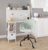 Margarite Contemporary Adjustable Office Chair in Black Metal and Light Green Fabric by LumiSource - as Pic