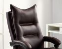 Contemporary Office Chair Upholstered 1pc Comfort Adjustable Chair Relax Office Chair Work Brown Leatherette Padded Armrests - as Pic