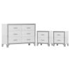 3-Pieces Sets,Dresser and Two Nightstands with Metal Handles and Mirror Decoration, Elegant - White - MDF