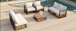 TOPMAX Modern Minimalist 7-Piece Metal Patio Sectional Sofa Set, All-Weather Garden Conversational Furniture Set, Gray - as Pic