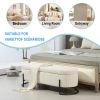COOLMORE Storage Ottoman,Bedroom End Bench,Upholstered Fabric Storage Ottoman with Safety Hinge, Entryway Padded Footstool, Ottoman Bench Beige