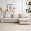 MH102.2 Inch Beige Combination Sofa Modular Sofa with Ottoman, plastic leg,Three Cushions and Three Pillows