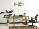 Furnish Home Store Morello Gold Metal Frame 47" Wooden Top 2 Shelves Writing and Computer Desk for Home Office, White - as pic