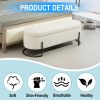 COOLMORE Storage Ottoman,Bedroom End Bench,Upholstered Fabric Storage Ottoman with Safety Hinge, Entryway Padded Footstool, Ottoman Bench Beige