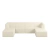 U shape Modular Sectional Sofa, Compressed Sectional Sofa Modern Minimalist Style Corduroy Couch, Sleeper Sofa-beige - as Pic