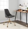Marche Contemporary Adjustable Office Chair with Casters in Gold Metal and Grey Faux Leather by LumiSource - as Pic