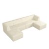 U shape Modular Sectional Sofa, Compressed Sectional Sofa Modern Minimalist Style Corduroy Couch, Sleeper Sofa-beige - as Pic
